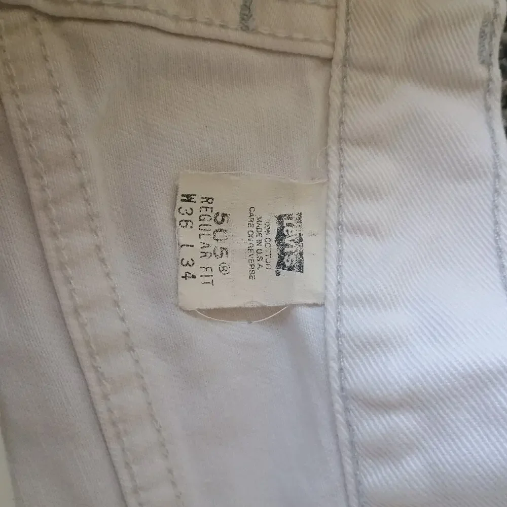 Levi's Vintage White Denim Cut Off Jean Shorts Jorts Western Fest Faded 34x3.5